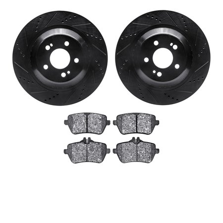 DYNAMIC FRICTION CO 8602-63058, Rotors-Drilled and Slotted-Black with 5000 Euro Ceramic Brake Pads, Zinc Coated 8602-63058